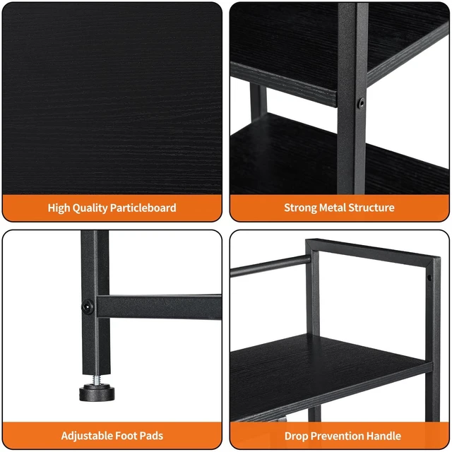 Alt view image 7 of 7 - Desk Shelf, 38.6" Desk Hutch for Computer Monitor, Desktop Organizer Shelf, 4 Tier Desk Display Rack, Wood Desktop Bookshelf Storage Rack for Home Office Dorm, Black