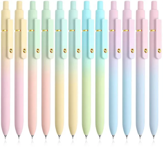 Main image of 12 Pcs Gel Pens 0.5mm Quick Dry Black Ink Pens Fine Point Smooth Writing Pens, Cute Office and School Supplies Gifts for Women Teacher Students (12 Pcs Ombre Gold)