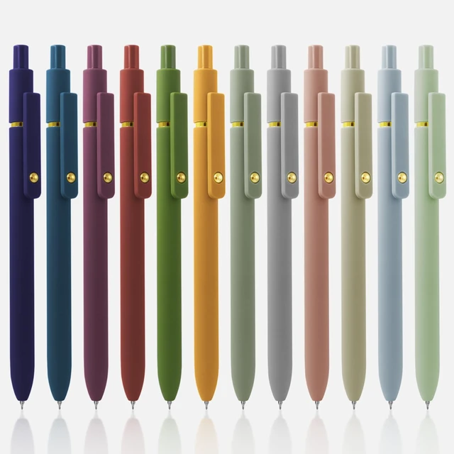 Main image of 12 Pcs Gel Pens 0.5mm Quick Dry Black Ink Pens Fine Point Smooth Writing Pens, Cute Office and School Supplies Gifts for Women Teacher Students (12 Pcs Morandi and Vintage Gold)