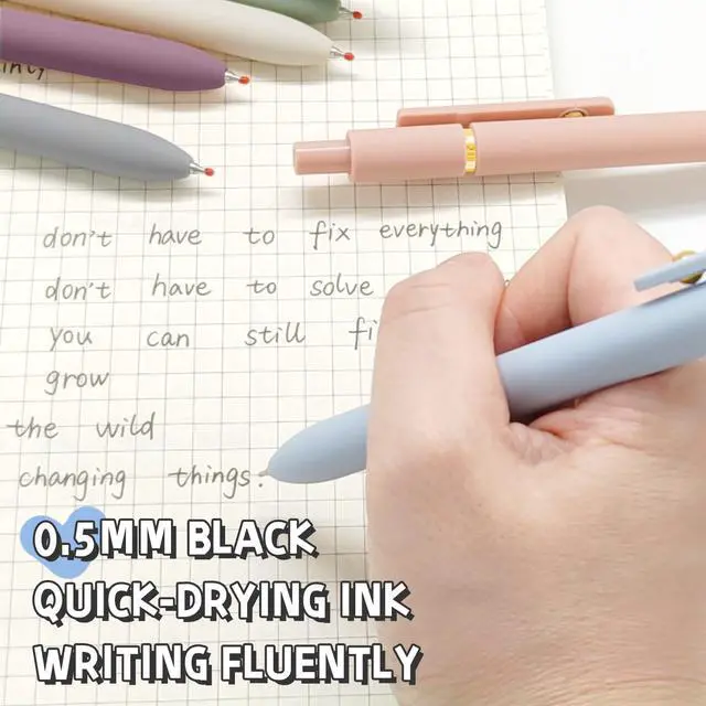 Alt view image 3 of 7 - 12 Pcs Gel Pens 0.5mm Quick Dry Black Ink Pens Fine Point Smooth Writing Pens, Cute Office and School Supplies Gifts for Women Teacher Students (12 Pcs Morandi and Vintage Gold)