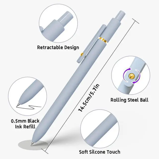 Alt view image 5 of 7 - 12 Pcs Gel Pens 0.5mm Quick Dry Black Ink Pens Fine Point Smooth Writing Pens, Cute Office and School Supplies Gifts for Women Teacher Students (12 Pcs Morandi and Vintage Gold)