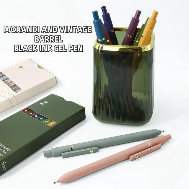 Alt view image 6 of 7 - 12 Pcs Gel Pens 0.5mm Quick Dry Black Ink Pens Fine Point Smooth Writing Pens, Cute Office and School Supplies Gifts for Women Teacher Students (12 Pcs Morandi and Vintage Gold)