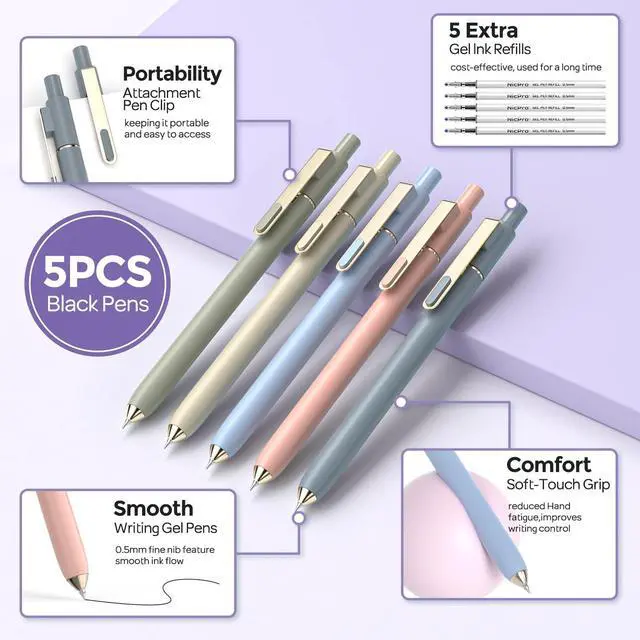 Alt view image 3 of 7 - School Supplies Stationary Set with Pencil Case, 39 PCS Purple Back to Schoo Supplies, Pen Case with 12 Highlighter, 5 Gel Pen, 6 Mechanical Pencil, Essentials for College, Nursing Student