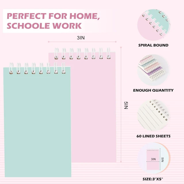 Alt view image 2 of 6 - Mini Notebooks Bulk,3x5 Pocket Spiral Notepads With Lined Pages 16 Pcs Small Notebook for Work,Nursing School Essentials,School&Office Supplies,Nurse Gifts