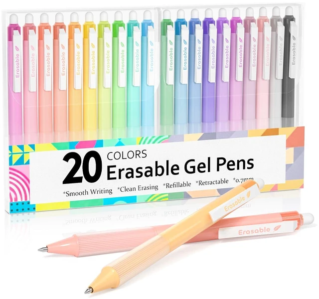 Main image of Erasable Gel Pens, 20 Colors Retractable 0.7mm Fine Point Erasable Pens Clicker for Back to School, Assorted Color Inks, Make Mistakes Disappear for Drawing Writing Planner & Crossword Puzzles