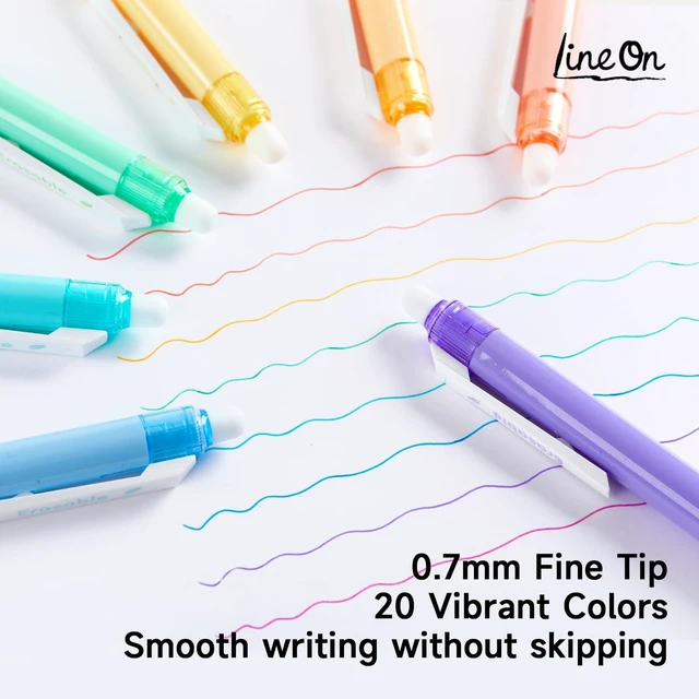 Alt view image 5 of 7 - Erasable Gel Pens, 20 Colors Retractable 0.7mm Fine Point Erasable Pens Clicker for Back to School, Assorted Color Inks, Make Mistakes Disappear for Drawing Writing Planner & Crossword Puzzles
