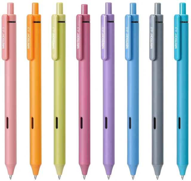 Main image of Fine Point Gel Pens: 8ct 0.5mm Multi Colored Ink Colors Retractable Pen for Smooth Writing Note Taking Journaling Assorted Coloring No Bleed & Smear & Smudge (Vintage Set)