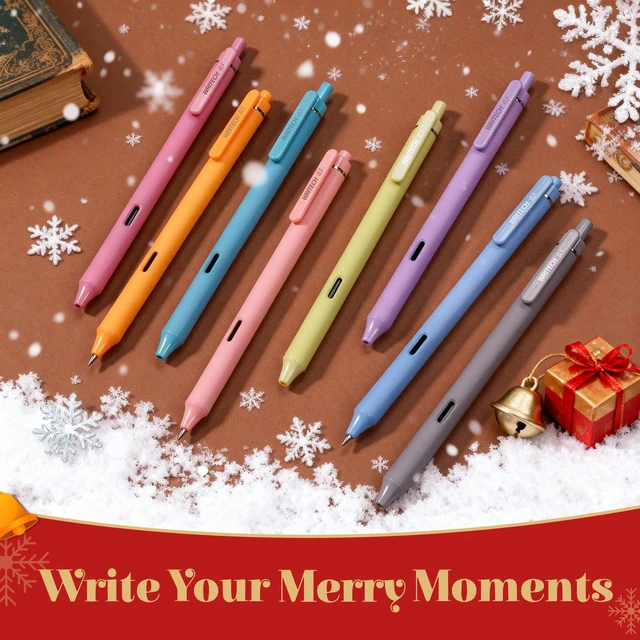 Alt view image 2 of 7 - Fine Point Gel Pens: 8ct 0.5mm Multi Colored Ink Colors Retractable Pen for Smooth Writing Note Taking Journaling Assorted Coloring No Bleed & Smear & Smudge (Vintage Set)