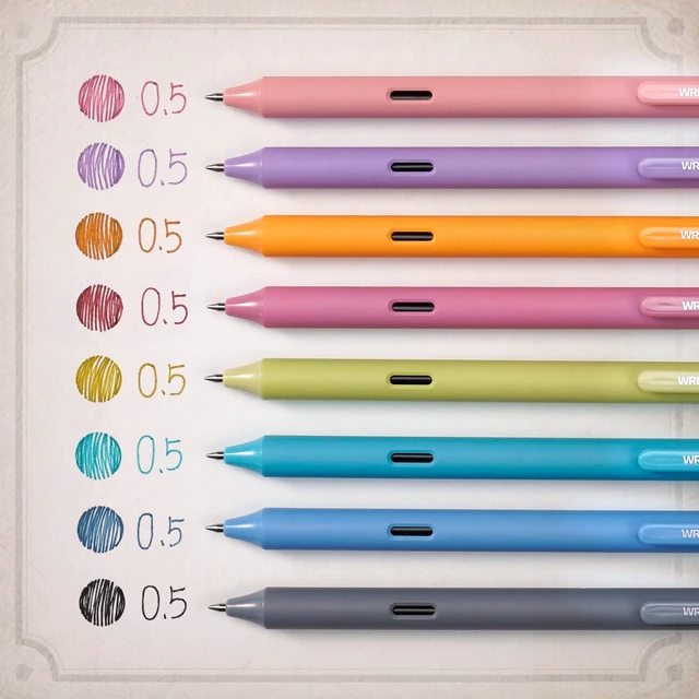 Alt view image 3 of 7 - Fine Point Gel Pens: 8ct 0.5mm Multi Colored Ink Colors Retractable Pen for Smooth Writing Note Taking Journaling Assorted Coloring No Bleed & Smear & Smudge (Vintage Set)