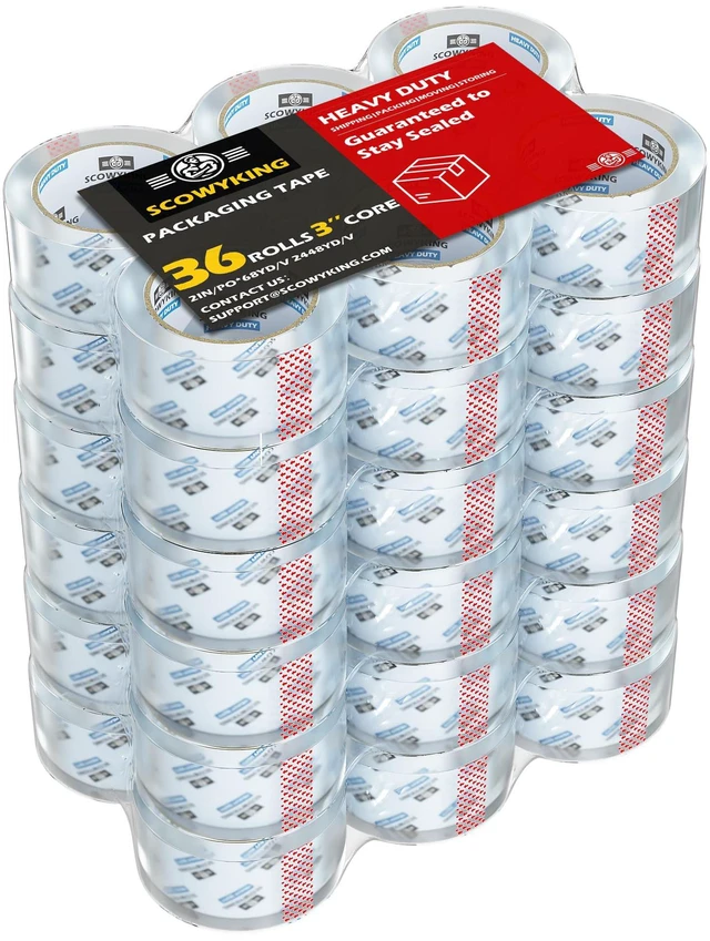 Main image of Clear Packing Tape Refills Heavy Duty,36 Pack,2.7 Mil,2"×68 Yd