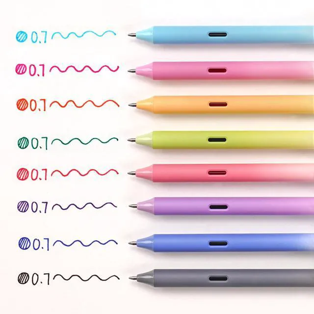 Alt view image 2 of 7 - Fine Point Gel Pens: 8ct Multi Colored 0.7mm Medium Point Retractable Assorted Color Ink Pen Smooth Writing for Journaling Coloring Gradient Barrel No Bleed & Smudge & Smear