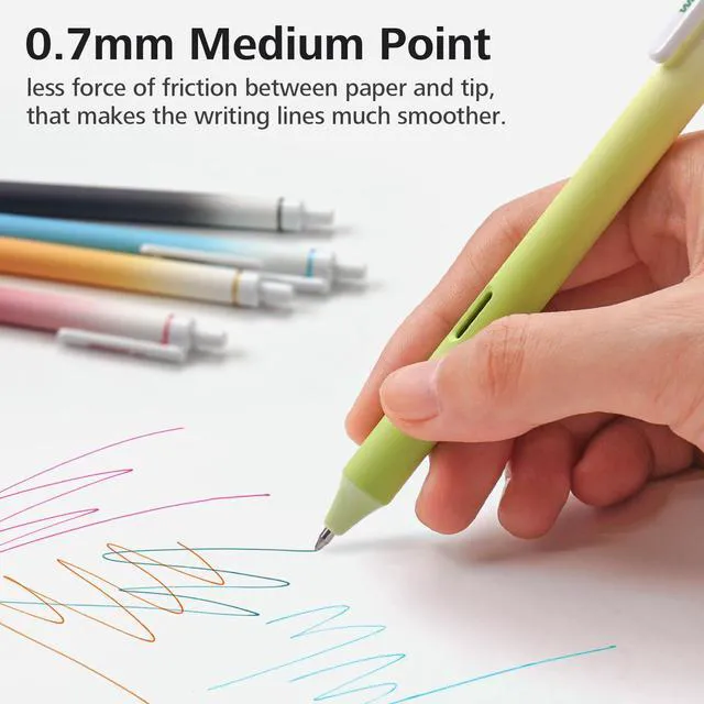 Alt view image 4 of 7 - Fine Point Gel Pens: 8ct Multi Colored 0.7mm Medium Point Retractable Assorted Color Ink Pen Smooth Writing for Journaling Coloring Gradient Barrel No Bleed & Smudge & Smear