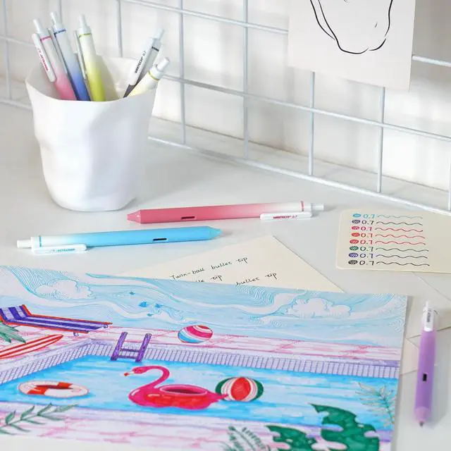 Alt view image 6 of 7 - Fine Point Gel Pens: 8ct Multi Colored 0.7mm Medium Point Retractable Assorted Color Ink Pen Smooth Writing for Journaling Coloring Gradient Barrel No Bleed & Smudge & Smear