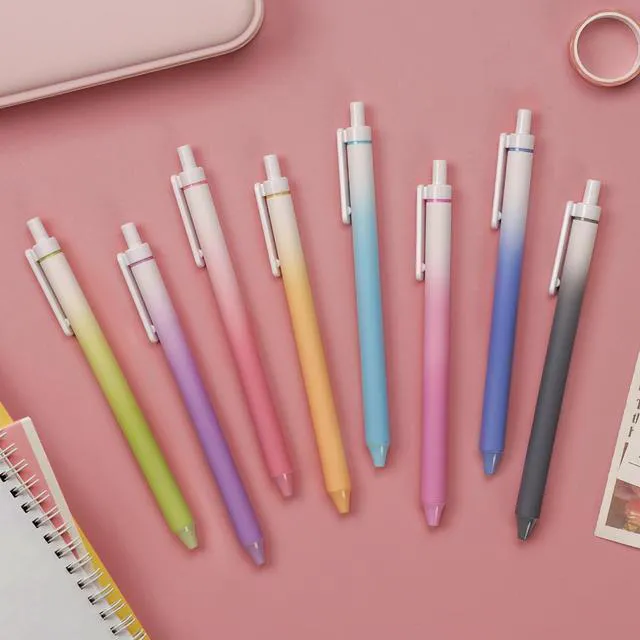 Alt view image 7 of 7 - Fine Point Gel Pens: 8ct Multi Colored 0.7mm Medium Point Retractable Assorted Color Ink Pen Smooth Writing for Journaling Coloring Gradient Barrel No Bleed & Smudge & Smear