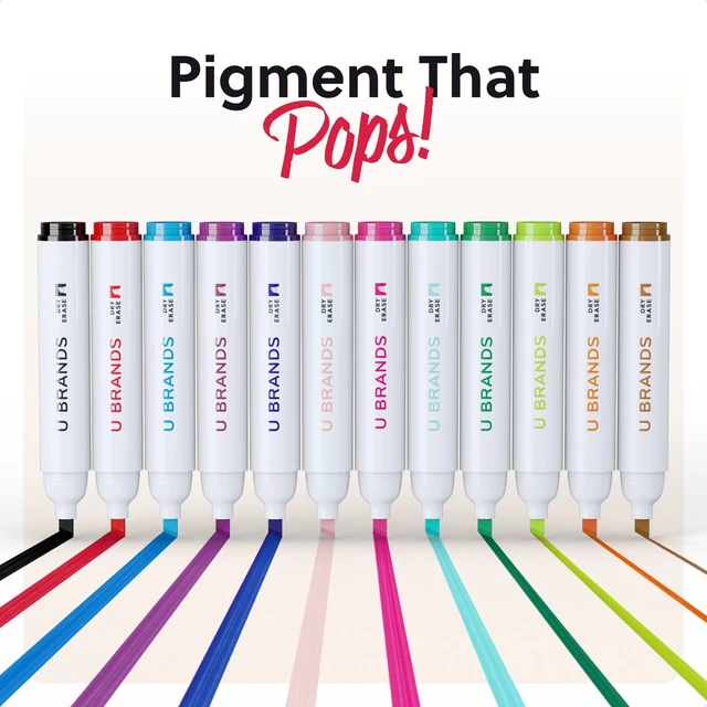 Alt view image 4 of 6 - Dry Erase Markers Chisel Tip Set, 36 Pack, Assorted Colors, Whiteboard Pens with Chisel Point and Built In Eraser Caps, Low Odor Ink, Dry Erase Markers For Classroom, Office, Or Home
