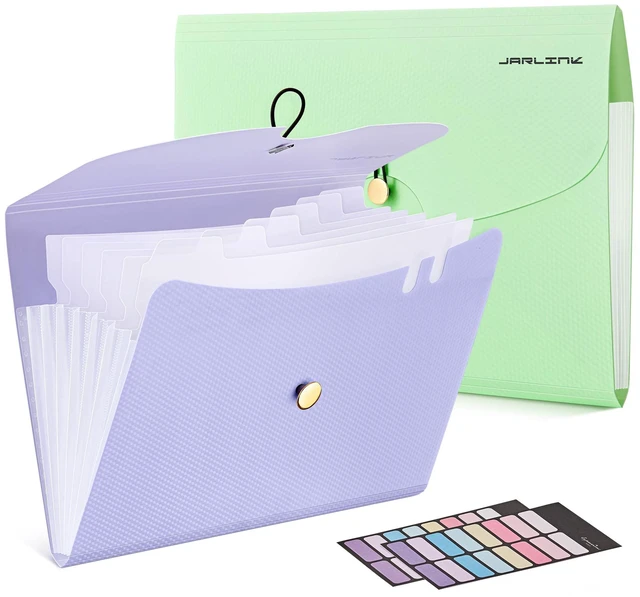 Main image of 7 Pockets Expanding File Folder, A4 Accordion folders, Purple&Green Accordion File Folders with 12 Labels, Portable Document Organizer for Home, College, School, and Office Supplies