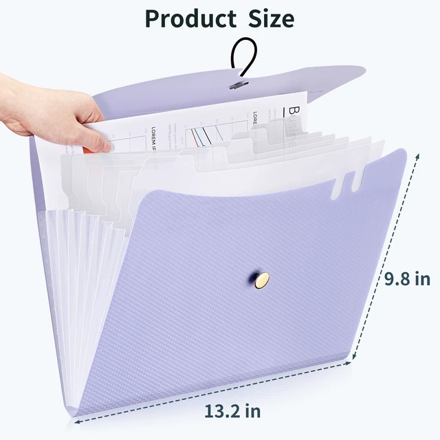 Alt view image 2 of 7 - 7 Pockets Expanding File Folder, A4 Accordion folders, Purple&Green Accordion File Folders with 12 Labels, Portable Document Organizer for Home, College, School, and Office Supplies