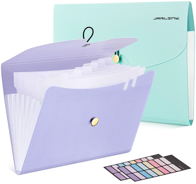Main image of 7 Pockets Expanding File Folder, A4 Accordion folders,Blue & Purple Accordion File Folders with 12 Labels, Portable Document Organizer for Home, College, School, and Office Supplies