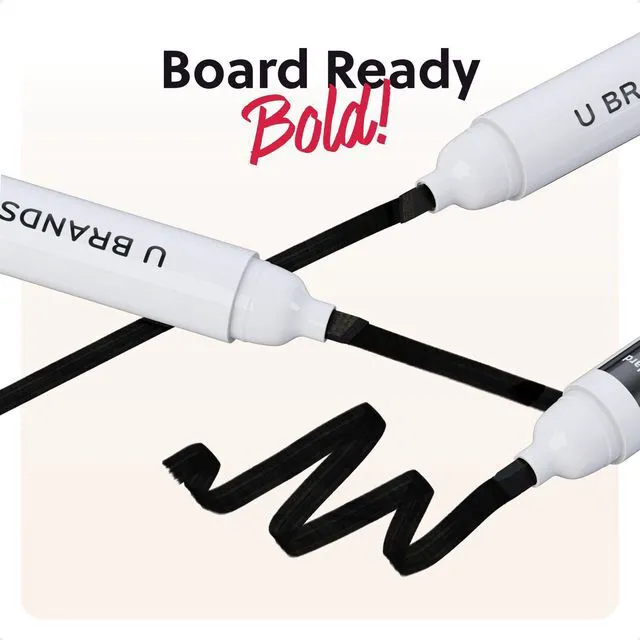 Alt view image 4 of 6 - Dry Erase Markers Chisel Tip Set, 36 Pack, Black, Whiteboard Pens with Chisel Point and Built In Eraser Caps, Low Odor Ink, Dry Erase Markers For Classroom, Office, Or Home