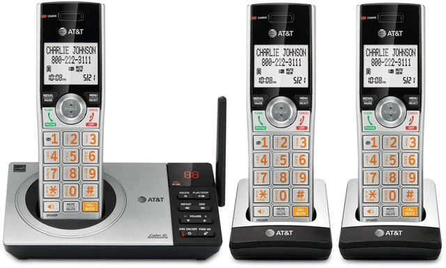 Main image of DECT 6.0 Expandable Cordless Phone with Answering System, Silver/Black with 3 Handsets
