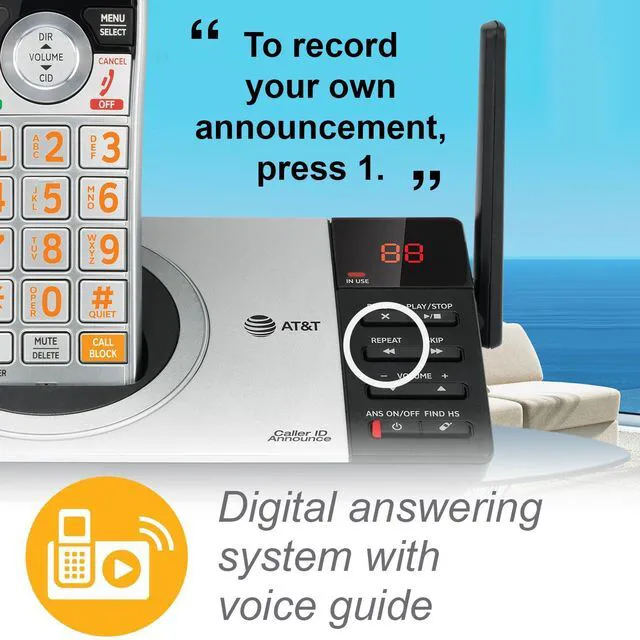 Alt view image 2 of 7 - DECT 6.0 Expandable Cordless Phone with Answering System, Silver/Black with 3 Handsets