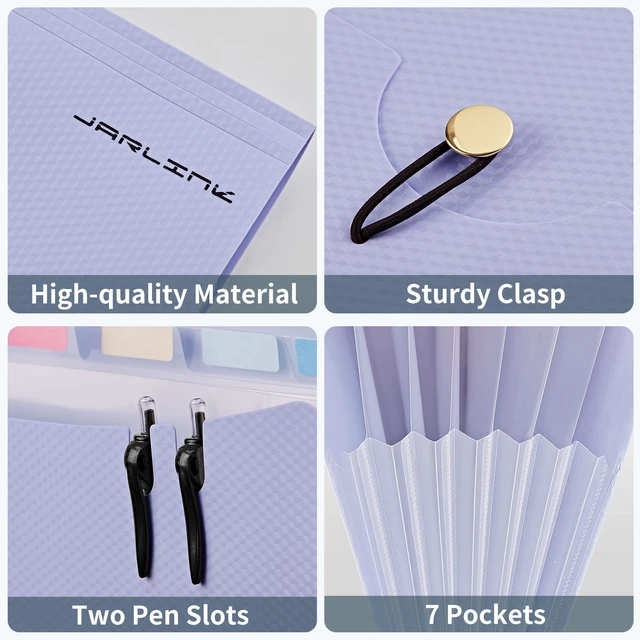 Alt view image 7 of 7 - 7 Pockets Expanding File Folder, A4 Accordion folders, Purple&Green Accordion File Folders with 12 Labels, Portable Document Organizer for Home, College, School, and Office Supplies
