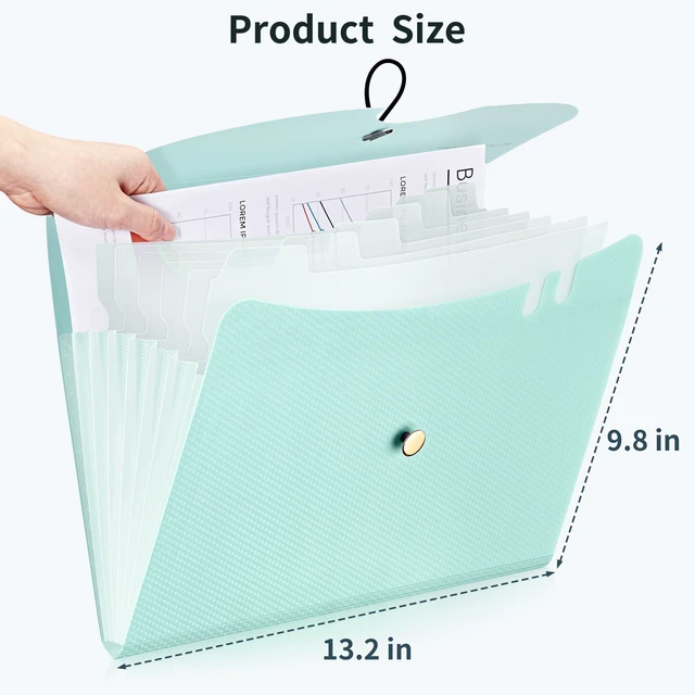 Alt view image 2 of 7 - 7 Pockets Expanding File Folder, A4 Accordion folders,Blue & Green Accordion File Folders with 12 Labels, Portable Document Organizer for Home, College, School, and Office Supplies