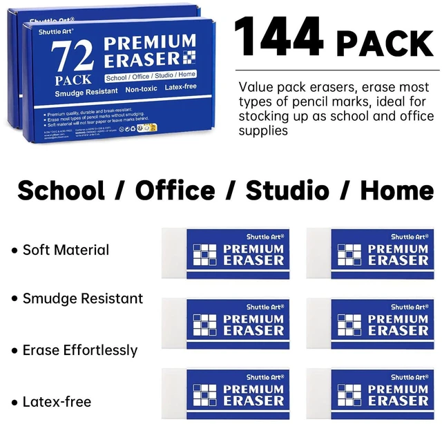 Alt view image 3 of 7 - Erasers, 144 Pack Premium Eraser Bulk, White Erasers Classroom Set for Kids Teachers as School and Office Supplies
