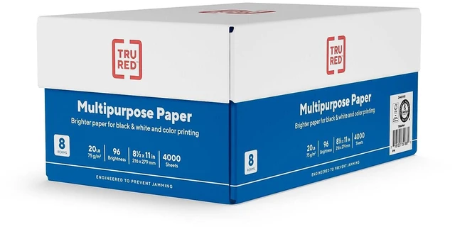 Alt view image 3 of 7 - TRU RED Multipurpose Paper, 8.5x11 Inch, 20 lb., 96 Bright, 8 Reams