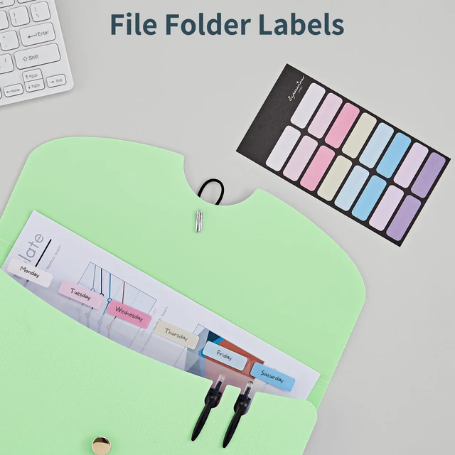Alt view image 5 of 7 - 7 Pockets Expanding File Folder, A4 Accordion folders, Purple&Green Accordion File Folders with 12 Labels, Portable Document Organizer for Home, College, School, and Office Supplies