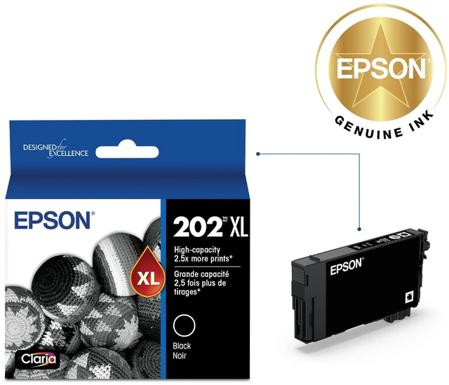 Alt view image 2 of 6 - 202XL Genuine High Capacity Black Ink Cartridge T202XL120 Works With WorkForce WF-2860 and Expression XP-5100 Inkjet Printers
