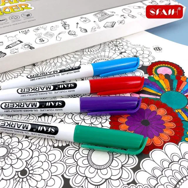 Alt view image 6 of 6 - 48 Colors Permanent Markers Fine Point, Art Coloring & Crafts & Mark Assorted Vibrant Colors, Quick-Drying Waterproof, Long-Lasting, Work on Paper Posters Plastic Fabric Drawing, School & Office