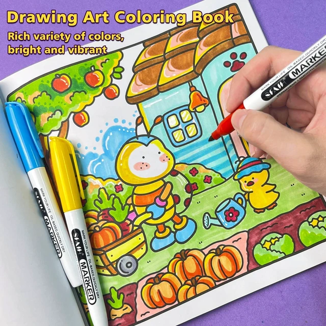 Alt view image 2 of 6 - 48 Colors Permanent Markers Fine Point, Art Coloring & Crafts & Mark Assorted Vibrant Colors, Quick-Drying Waterproof, Long-Lasting, Work on Paper Posters Plastic Fabric Drawing, School & Office