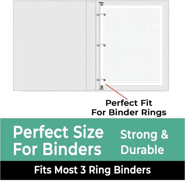 Alt view image 5 of 7 - 6 Pack Graph Paper, 900 Sheets, 4x4 Loose Leaf Paper, Grid paper Loose Leaf Paper, 8" x 10.5", 3 Hole Punched, Bulk Paper, Thick Graphing Paper, Quad Ruled Paper, Back to School Supplies