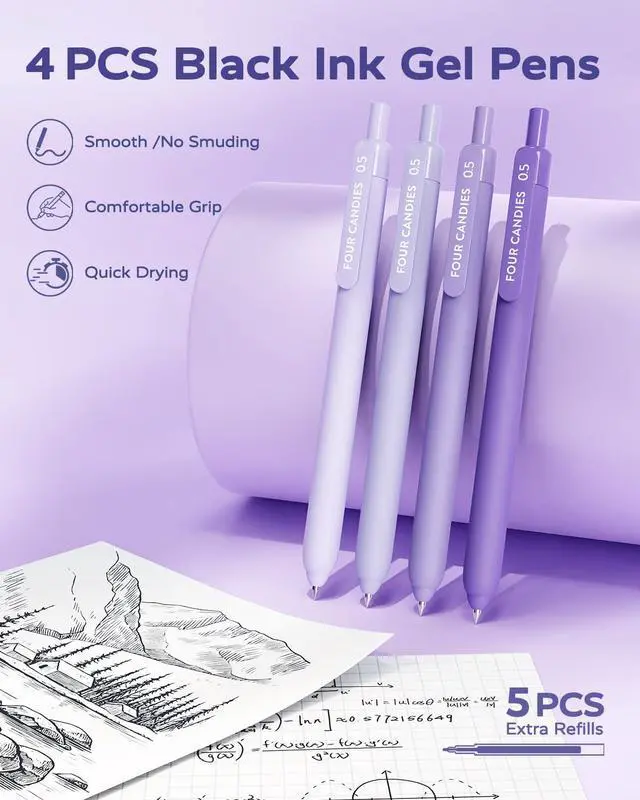 Alt view image 2 of 7 - Aesthetic Purple School Supplies Kit with Case for Girls Back to School Stationery Set with Pens, Highlighters, Mechanical Pencils, Sticky Notes for Students, College, Journaling