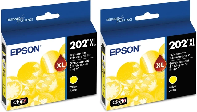 Main image of T202 Claria -Ink High Capacity Yellow -Cartridge (T202XL420-S) for Select Expression and Workforce Printers (Pack of 2)