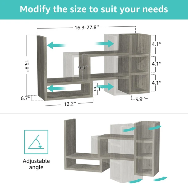 Alt view image 2 of 7 - Desk Shelves Desktop Organizer Shlef - Grey Office Organization for Top of Desk Organizers and Accessories Corner Bookshelf Table Top Shelving Small Hutch Decorations for Office