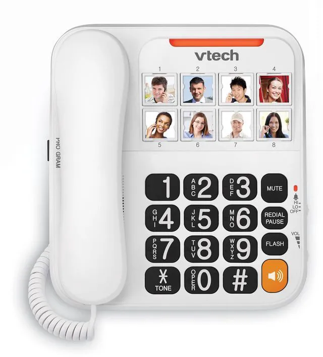 Main image of SN1117 Corded Senior Phone for Elderly 8 Photo Speed Dial, High-Contrast Large Buttons, Talking Digits, Visual Ringer