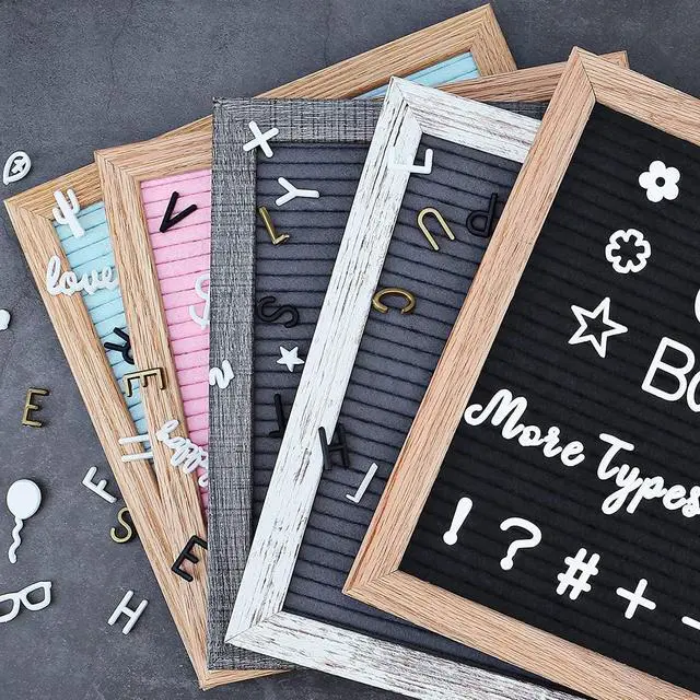 Alt view image 5 of 5 - Felt Letter Board 12x16 Inch Rustic Wood Frame - Pre Cut & Sorted 725 Letters with Stand, Cursive Style Letters, Big Letters, Plastic Organizer, Shabby Chic Vintage Decor