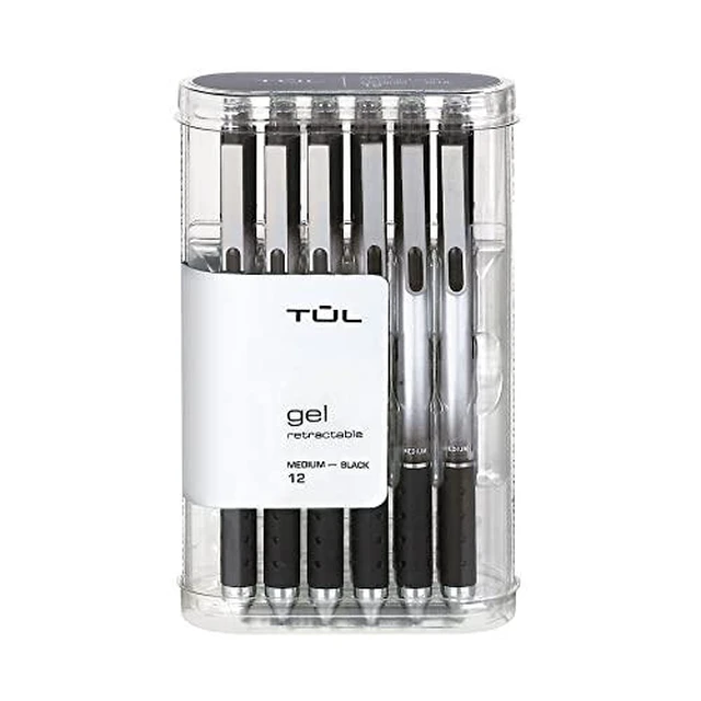Alt view image 4 of 6 - Gel Pens, Retractable, Medium Point, 0.7 mm, Gray Barrel, Black Ink, Pack Of 12