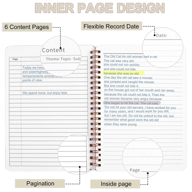 Alt view image 4 of 7 - Spiral Notebook For Women & Men, 2PCS Spiral Journal Notebooks, 5.9 x 8.3 College Ruled Notebook For Work Notes, Journal Writing, And Daily Life Entries (Beige) (Pack of 3)