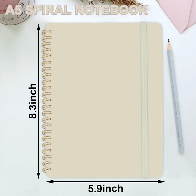 Alt view image 2 of 7 - Spiral Notebook For Women & Men, 2PCS Spiral Journal Notebooks, 5.9 x 8.3 College Ruled Notebook For Work Notes, Journal Writing, And Daily Life Entries (Beige) (Pack of 3)