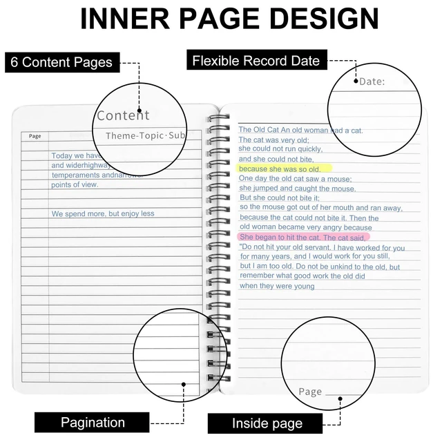 Alt view image 4 of 7 - Spiral Notebook For Women & Men, 2PCS Spiral Journal Notebooks, 5.9 x 8.3 College Ruled Notebook For Work Notes, Journal Writing, And Daily Life Entries (Black) (Pack of 3)
