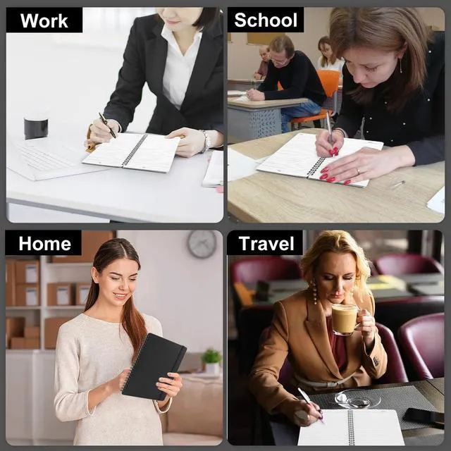 Alt view image 7 of 7 - Spiral Notebook For Women & Men, 2PCS Spiral Journal Notebooks, 5.9 x 8.3 College Ruled Notebook For Work Notes, Journal Writing, And Daily Life Entries (Black) (Pack of 3)