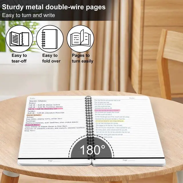 Alt view image 5 of 7 - Spiral Notebook For Women & Men, 2PCS Spiral Journal Notebooks, 5.9 x 8.3 College Ruled Notebook For Work Notes, Journal Writing, And Daily Life Entries (Black) (Pack of 3)