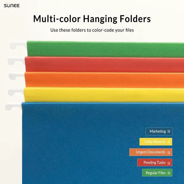 Alt view image 4 of 7 - Hanging File Folders Assorted Colors, 25 Pack File Folders Letter Size with 1/5-cut Tabs, Stay Organized for Your Home and Office Bulk File and Documents