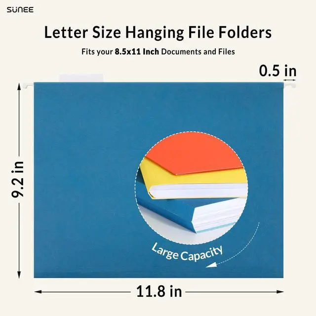 Alt view image 5 of 7 - Hanging File Folders Assorted Colors, 25 Pack File Folders Letter Size with 1/5-cut Tabs, Stay Organized for Your Home and Office Bulk File and Documents