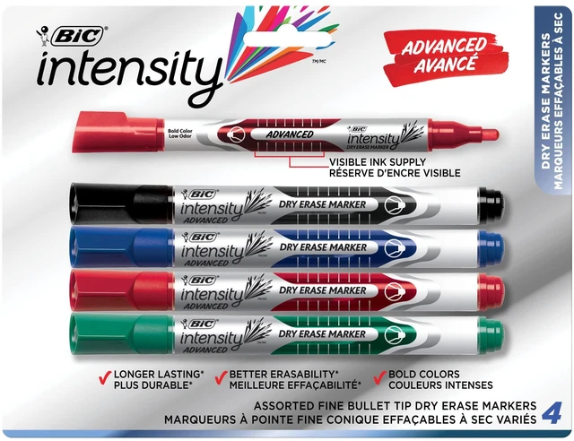 Main image of Magic Marker Dry-Erase Markers, Pocket Style, Bullet Point, Assorted, 4-Pack Pocket Style Design | Bullet Point Tip for Precise Marking | Long Lasting Ink | Assorted Colors for Versatile Use