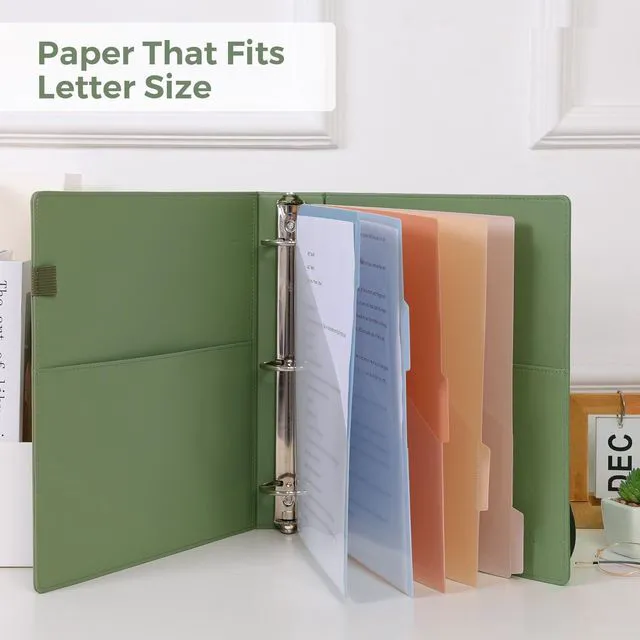 Alt view image 4 of 7 - 3 Ring Binder with Clipboard, 2 Inch Binder, PU Clipboard Binder with Notepad & 5 Dividers with 5 Pockets, Labels, Clipboard Folder Great for School Office(Fit Letter Sized Paper)