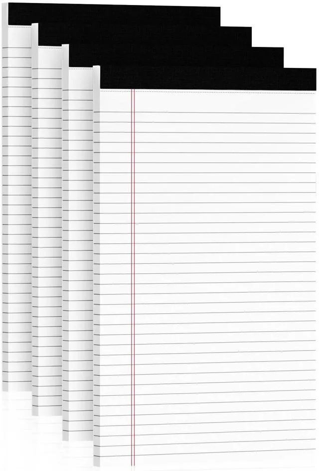 Main image of Note Pads 8.5 x 14 Wide Ruled, 4 Pack Legal Pads 8.5 x 14 White Paper Pads Lined Paper Tablets, Notebook Pads 8.5x14, White Lined Paper Pads 8.5x14 Writing Pad, 70 GSM Notebook Paper, 30 Sheets/Pad